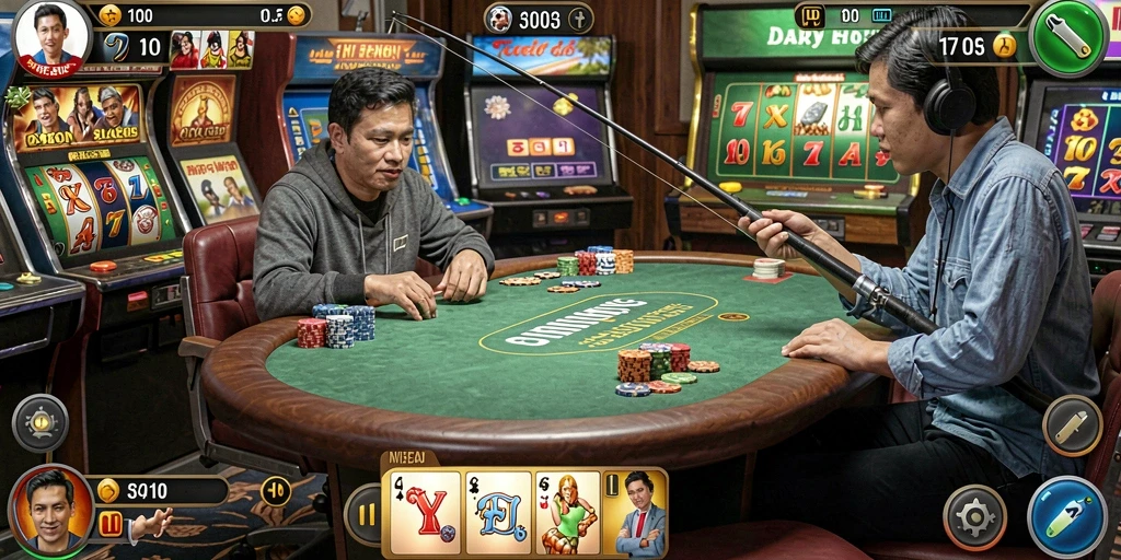 Screenshot interaksi antar pemain dalam mode multiplayer.